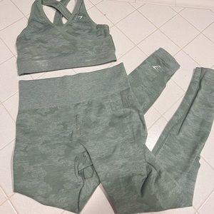 Gymshark Camo Seamless Leggings - Sage Green